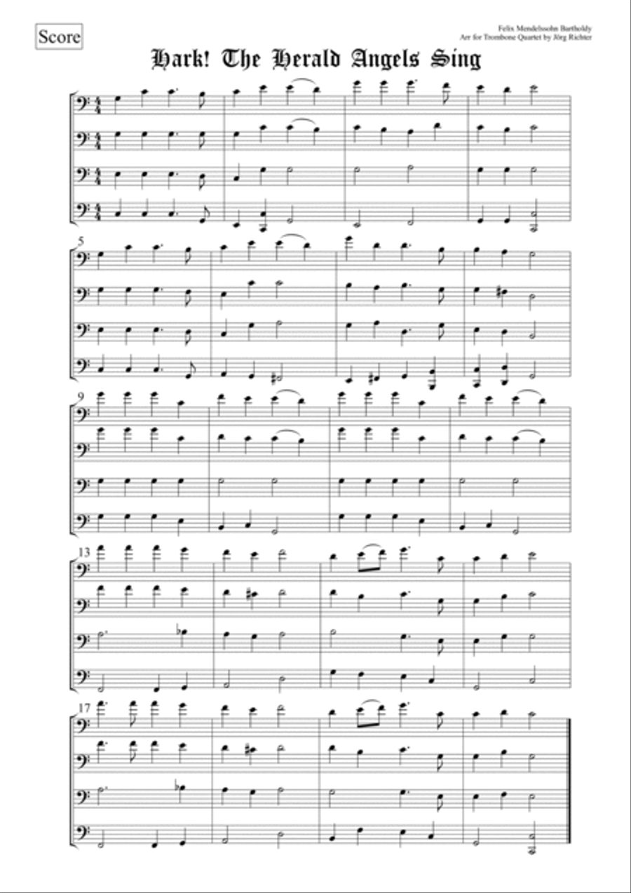 Hark! The Herald Angels Sing for Trombone Quartet Brass Quartet scores gallery preview page 2