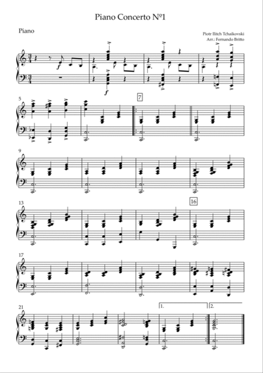 Piano Concerto Nº 1 - 1st Mov. Theme (P. Tchaikovsky) for Piano Trio (C Major) Piano Trio scores gallery preview page 3