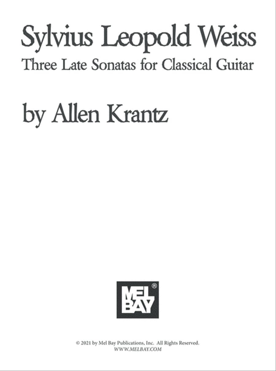 Sylvius Leopold Weiss - Three Late Sonatas for Classical Guitar Acoustic Guitar scores gallery preview page 2