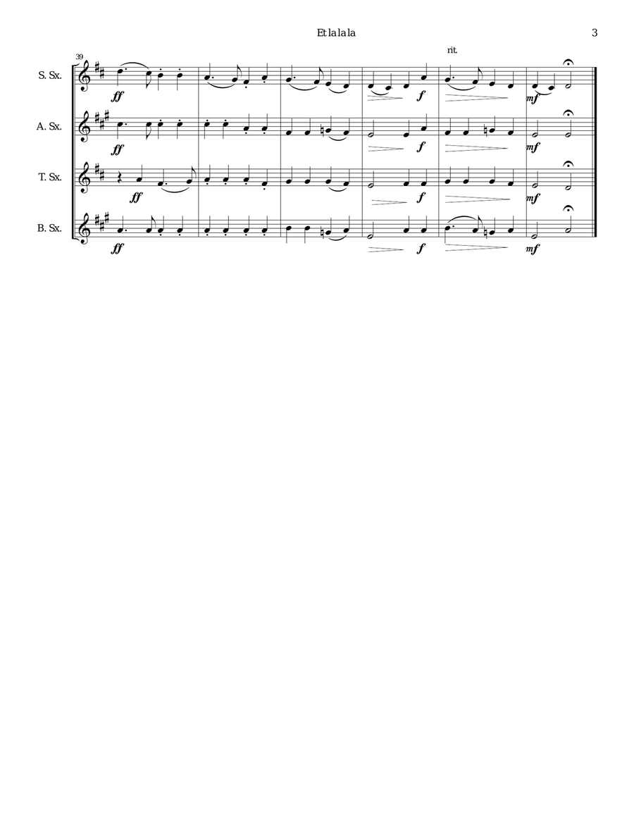 Et la la la for saxophone quartet Saxophone Quartet scores gallery preview page 3