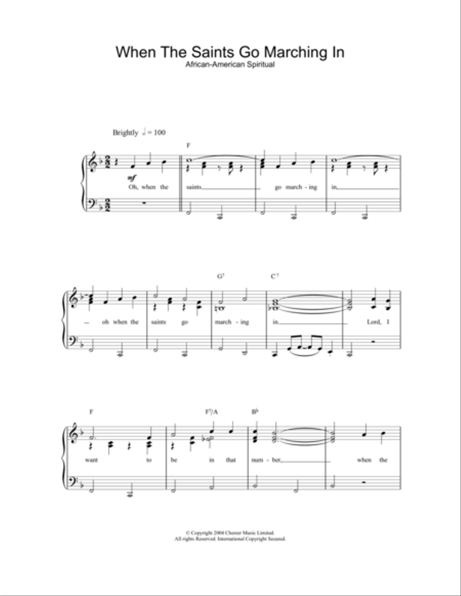 When The Saints Go Marching In Easy Piano scores gallery preview page 1