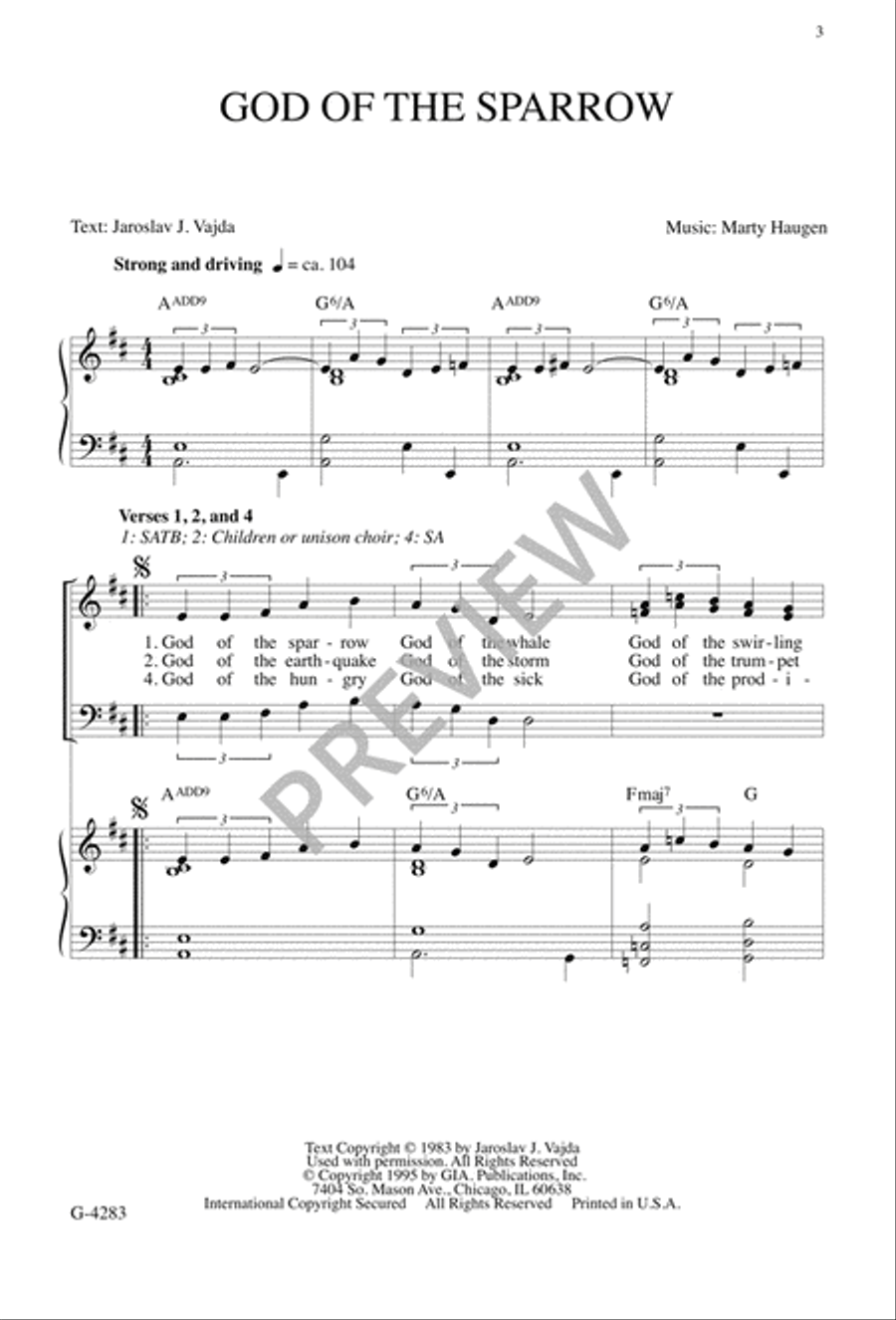 God of the Sparrow God of the Sparrow 4-Part scores gallery preview page 2