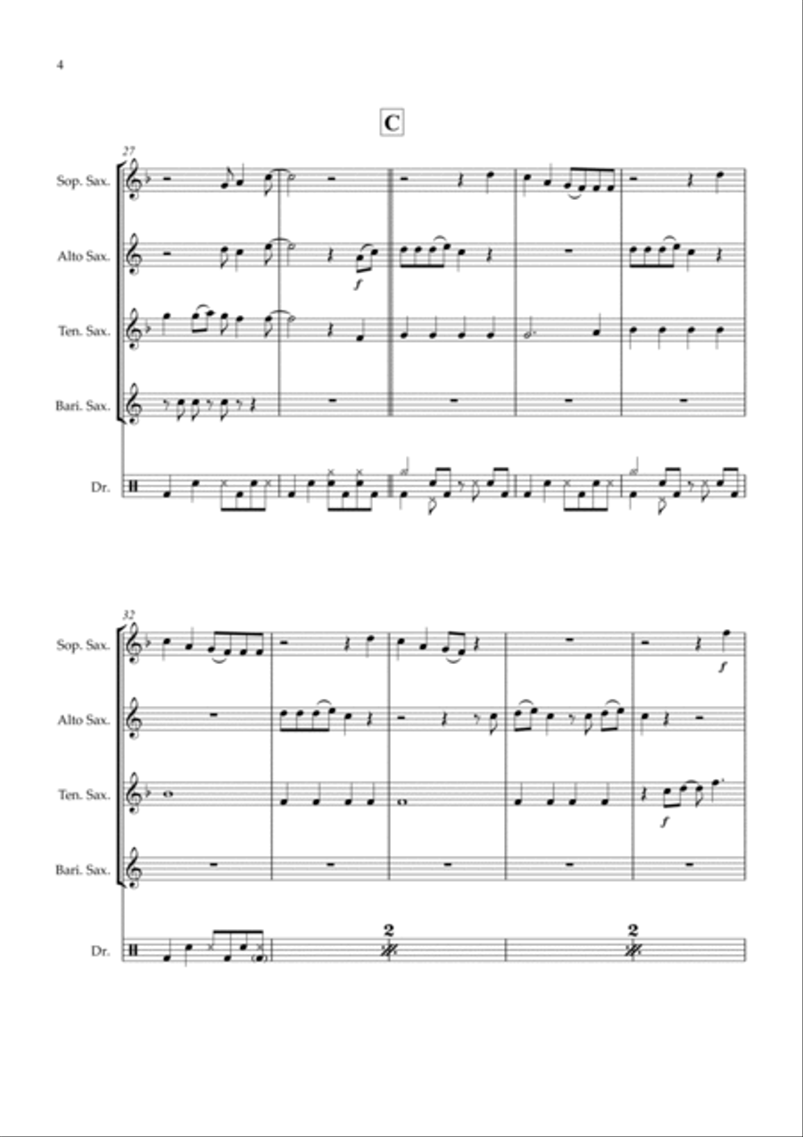Shake It Off Saxophone Quartet scores gallery preview page 4