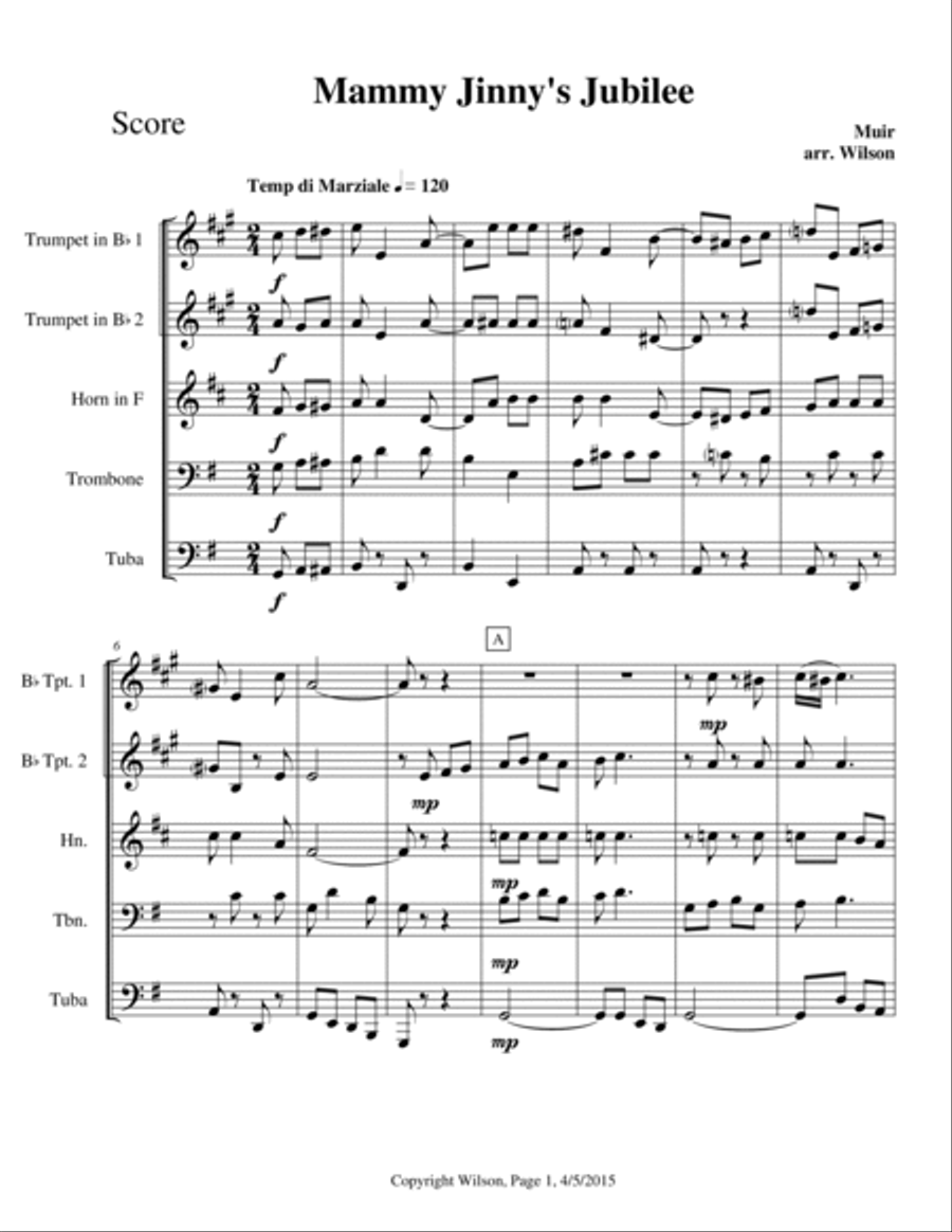 Mammy Jinny's Jubilee Brass Quintet scores gallery preview page 2