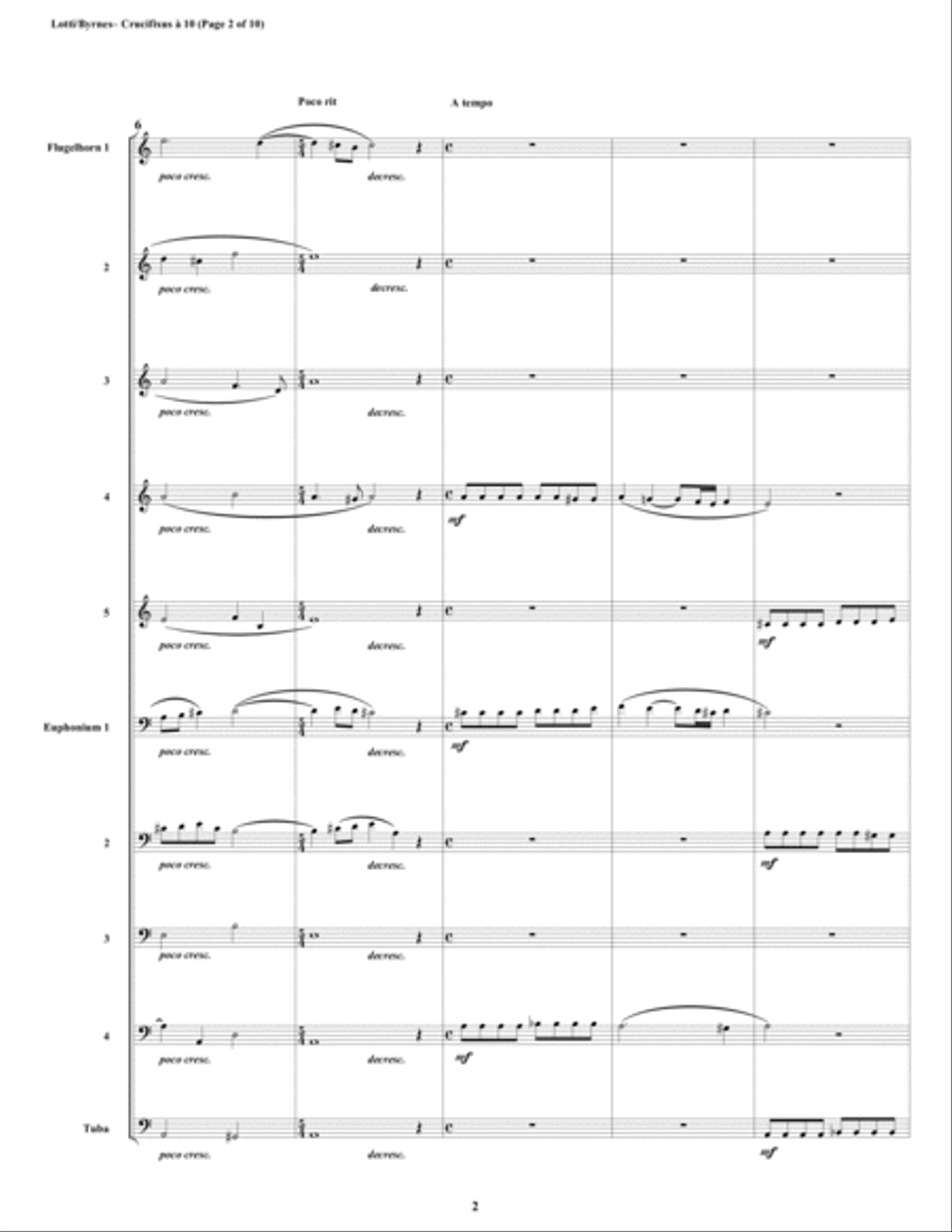 Crucifixus a 10 by Antonio Lotti (Conical Brass Choir) Brass Ensemble scores gallery preview page 2