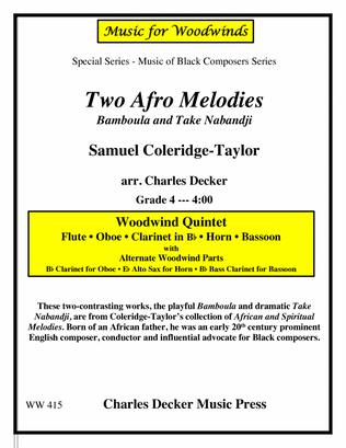 Book cover for Two Afro Melodies for Woodwind Quintet