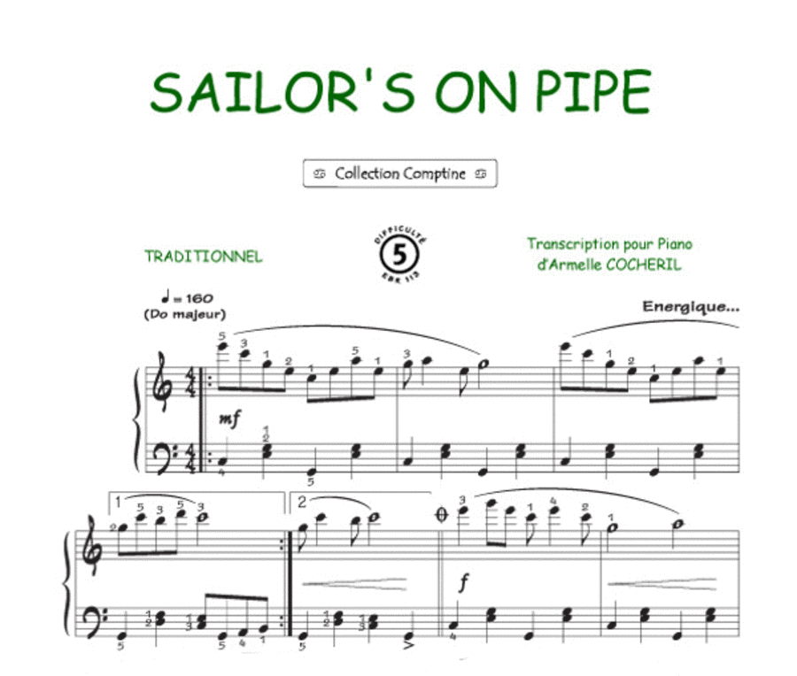 Sailor's on pipe (Comptine) Guitar Tablature scores gallery preview page 1