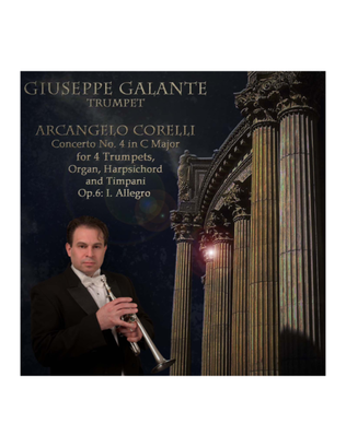 Book cover for Concerto No. 4 in C Major for 4 Trumpets, Organ, Harpsichord and Timpani. Op. 6: I. Allegro