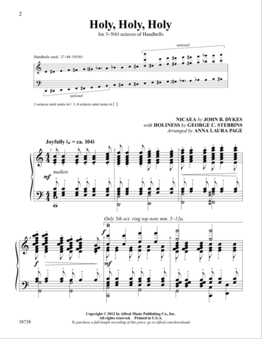 Holy, Holy, Holy Handbell Choir scores gallery preview page 2