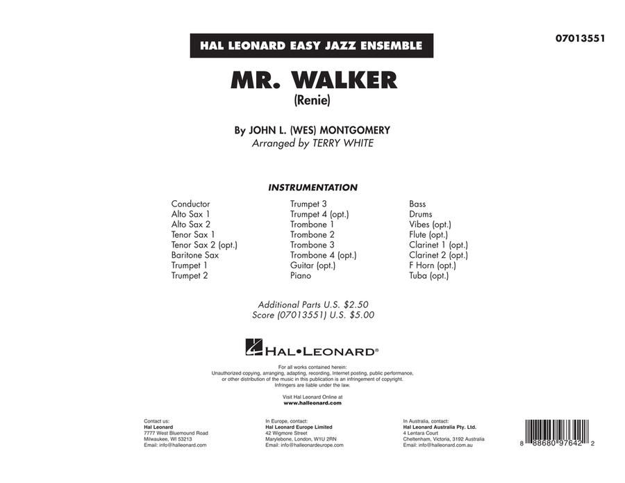 Mr. Walker (arr. Terry White) - Conductor Score (Full Score) Jazz Ensemble scores gallery preview page 1