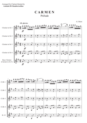 CARMEN - Prélude for Clarinet Quintet ( Clarinet Choir )