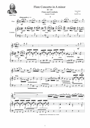 Book cover for Vivaldi - Flute Concerto in A minor RV 108 for Flute and Cembalo or Piano