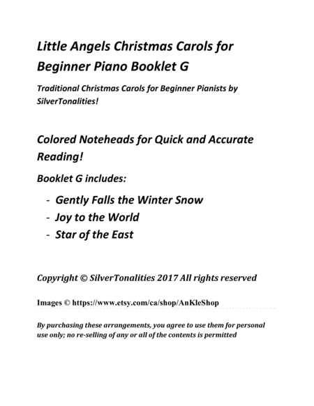Little Angels Christmas Carols for Beginner Piano Booklet G