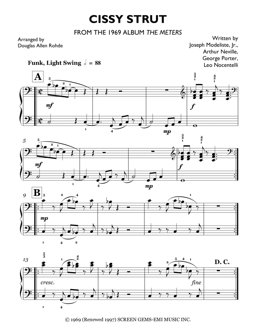 Cissy Strut Cissy Strut Piano Solo scores gallery preview page 1