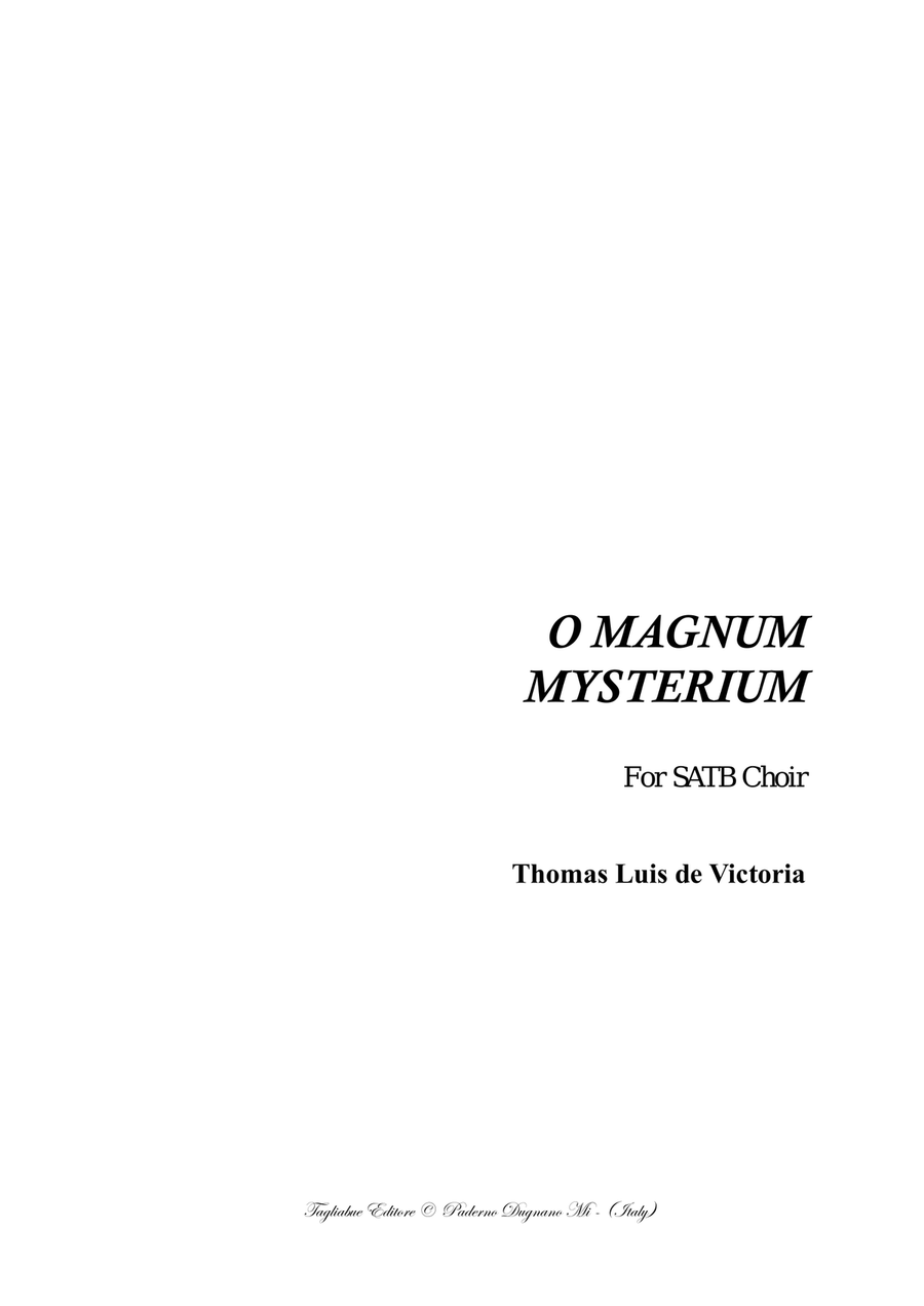O MAGNUM MYSTERIUM - T.L. de Victoria - Mottetto for SATB Choir - Score Only 4-Part scores gallery preview page 1