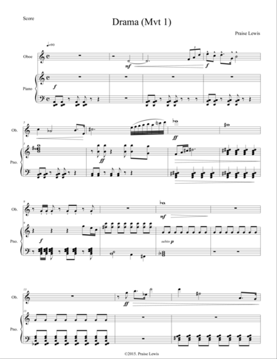 3 Emotions for Oboe and Piano Woodwind Duet scores gallery preview page 1