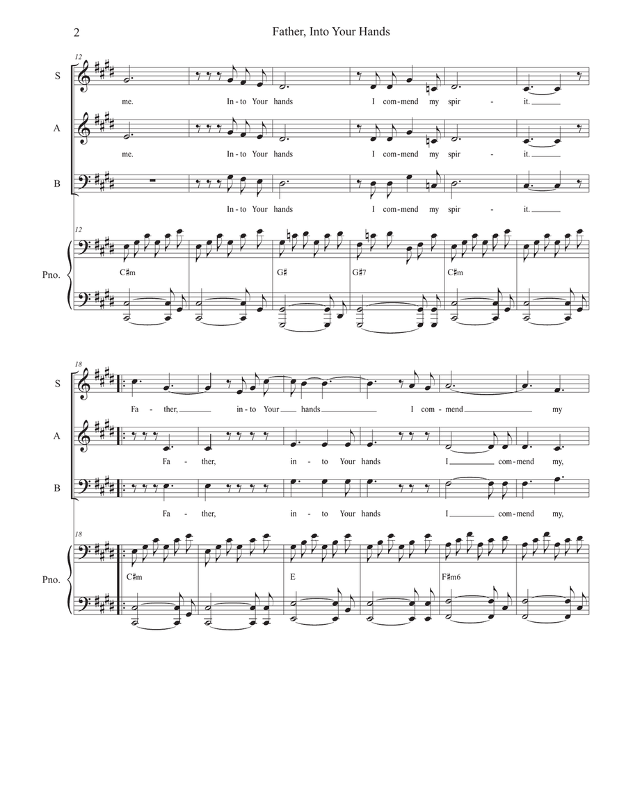 Father, Into Your Hands (SAB) 3-Part scores gallery preview page 2