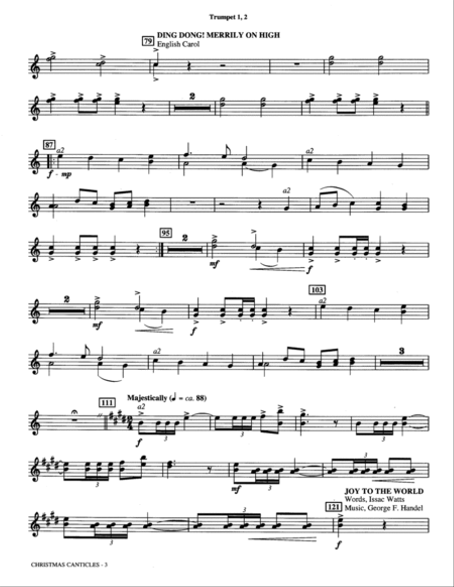 Christmas Canticles: A Cantata of Carols in Four Suites (Full Orchestra) - Bb Trumpet 1,2 Choir scores gallery preview page 3