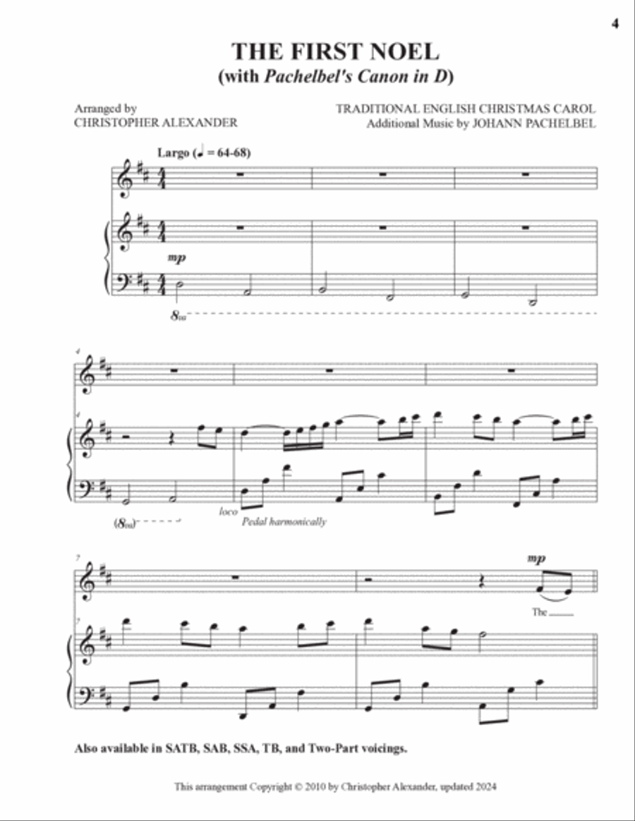 The First Noel (with Pachelbel's Canon in D) (Vocal Solo) Voice Solo scores gallery preview page 3