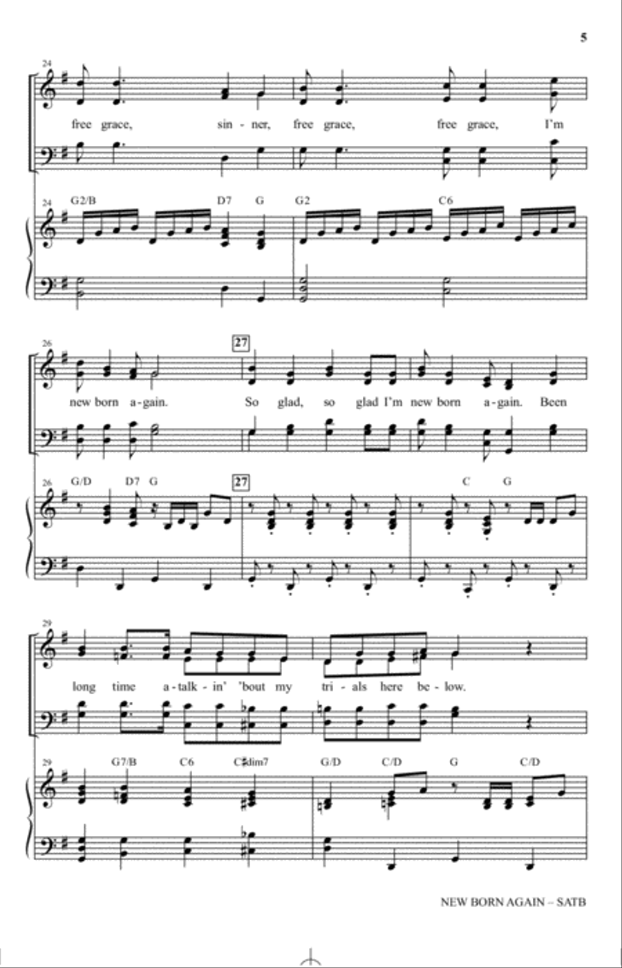 New Born Again (arr. Ralph Long) 4-Part scores gallery preview page 4