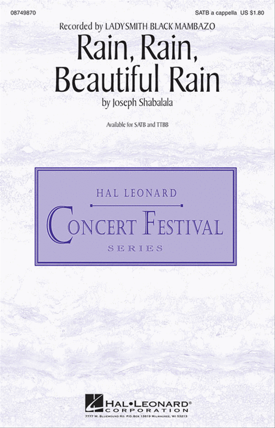 Rain, Rain, Beautiful Rain TTBB scores gallery preview page 1