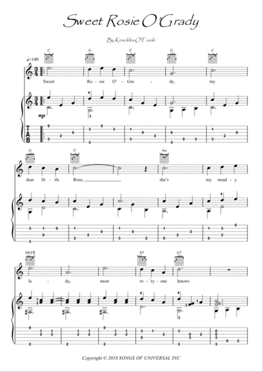 Sweet Rosie O Grady Sweet Rosie O Grady Guitar Tablature scores gallery preview page 1