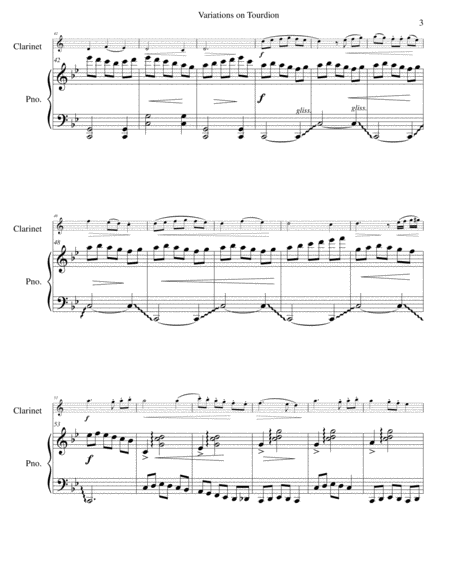 Tourdion (Quand je bois du vin clairet) for clarinet and piano image number null