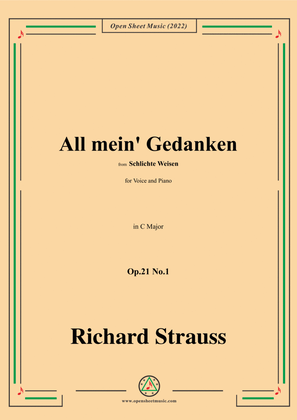 Book cover for Richard Strauss-All mein' Gedanken,Op.21 No.1,in C Major