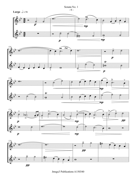 Loeillet: Six Sonatas Op. 5 No. 2 Complete for Trumpet Duo image number null