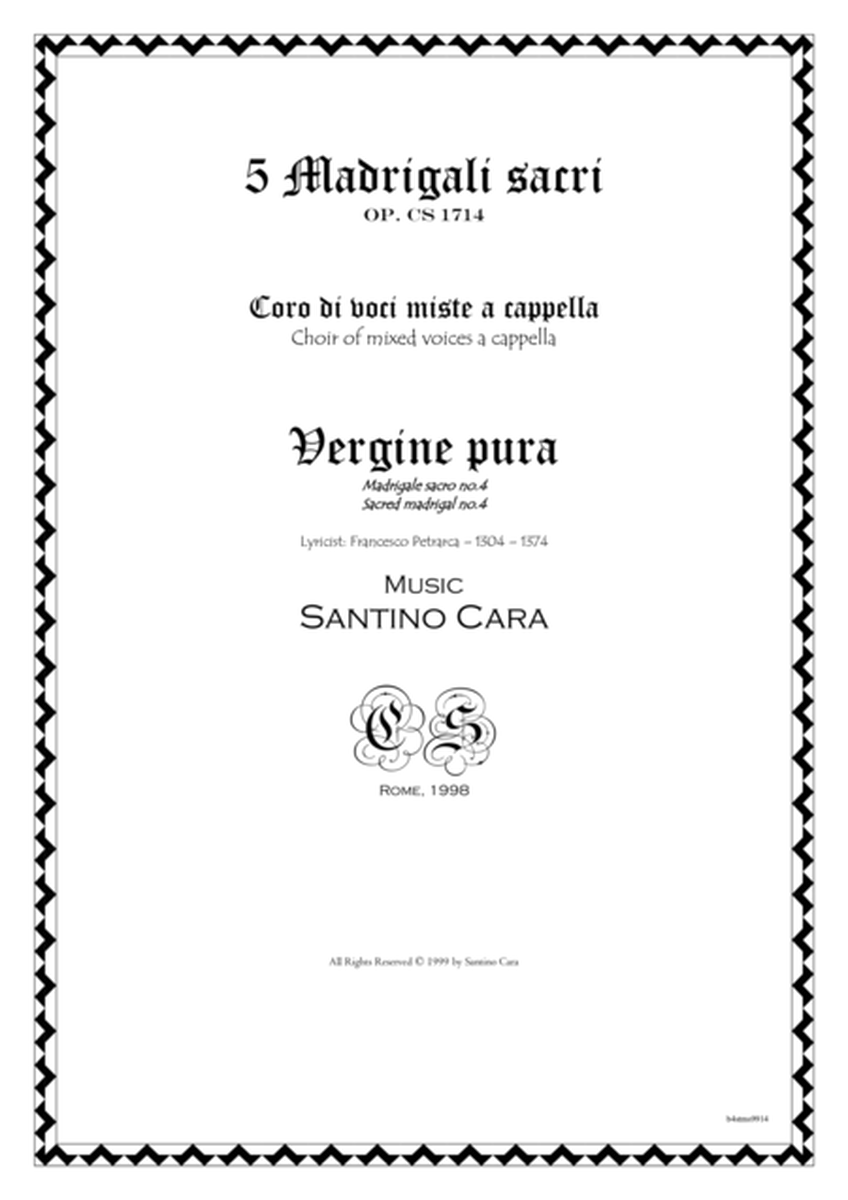 Vergine pura - Madrigale sacro per voci miste a cappella image number null