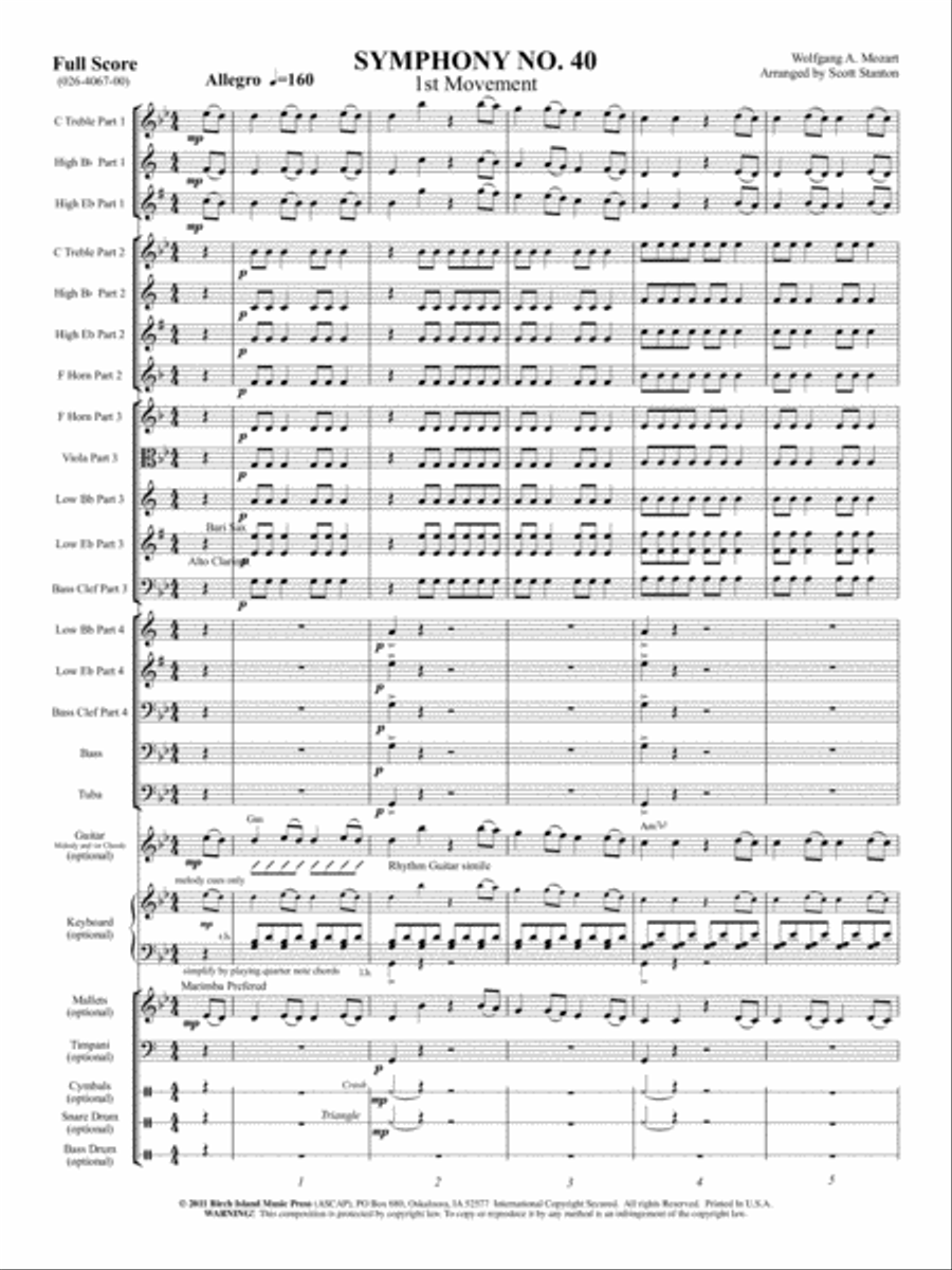 Symphony No. 40 Concert Band scores gallery preview page 2