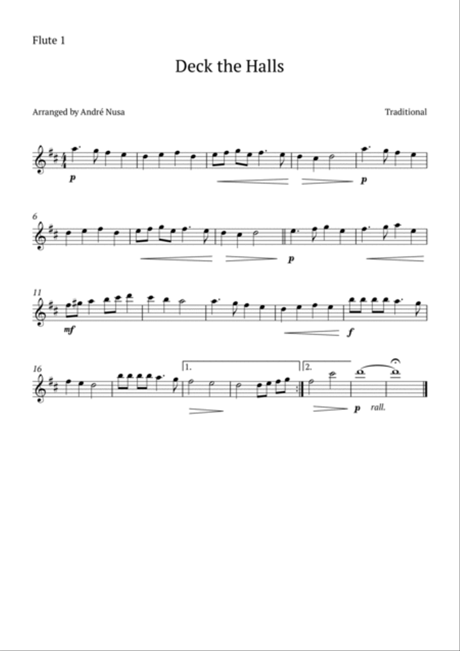 Deck the Halls Flute Duet scores gallery preview page 2