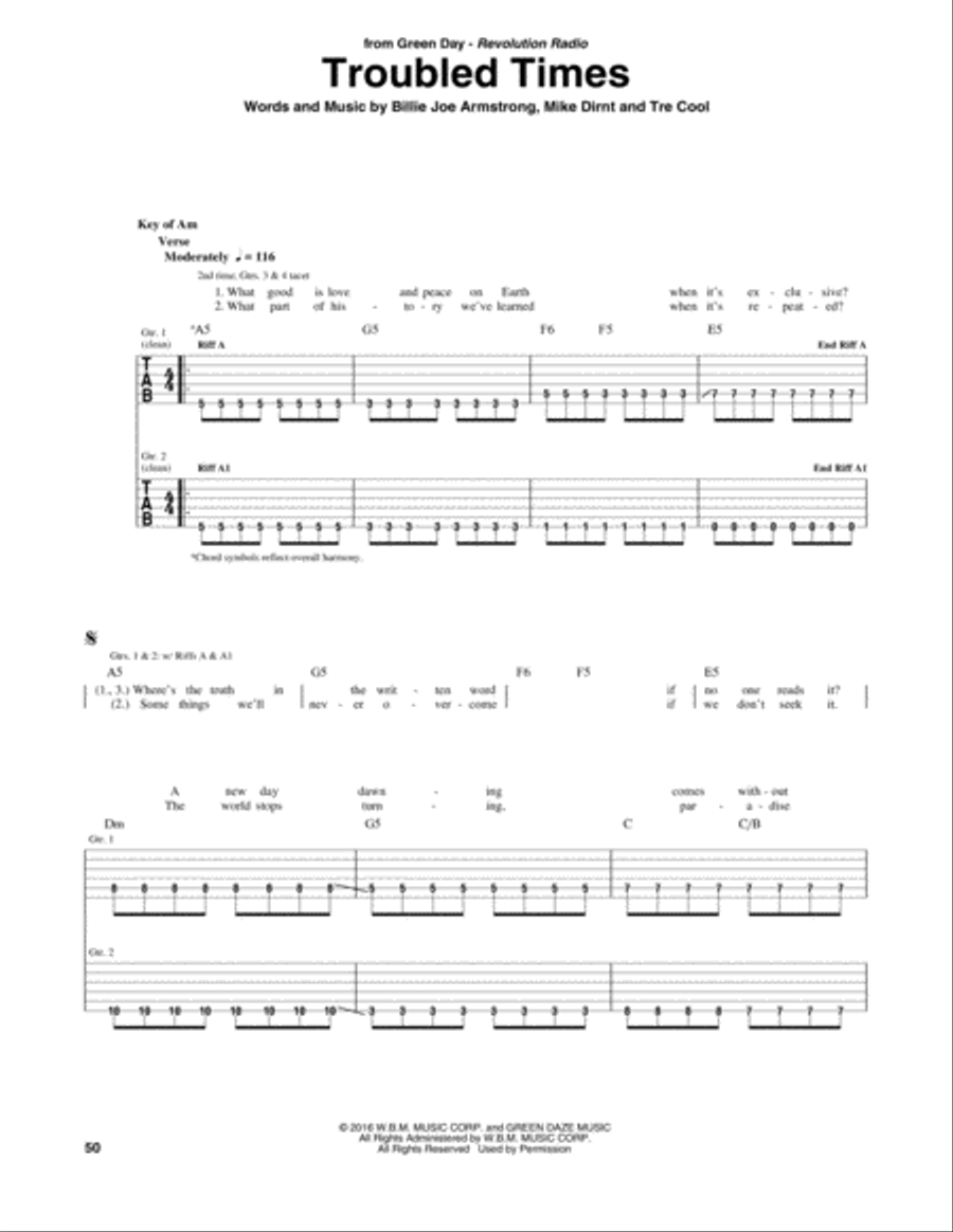 Troubled Times Electric Guitar scores gallery preview page 1