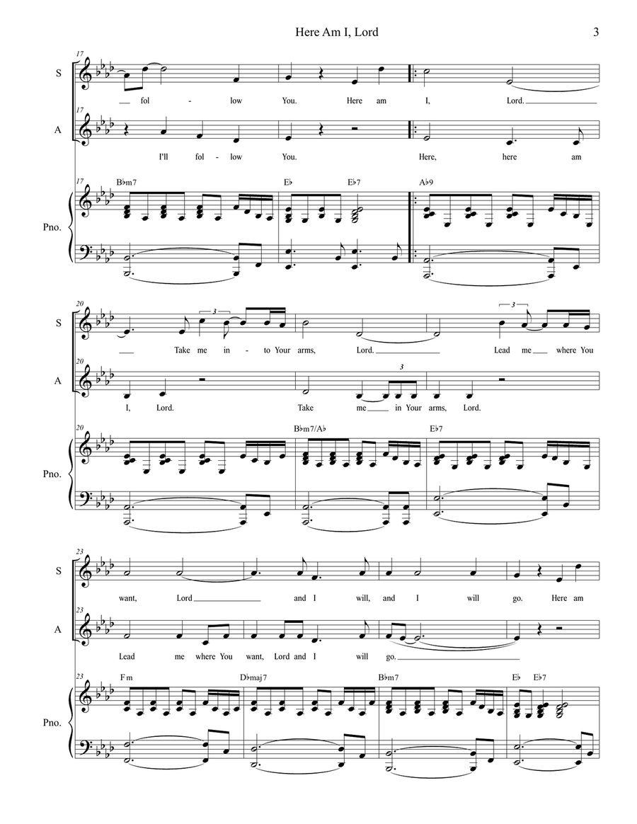 Here Am I, Lord (Duet for Soprano and Alto solo) Alto Voice scores gallery preview page 3