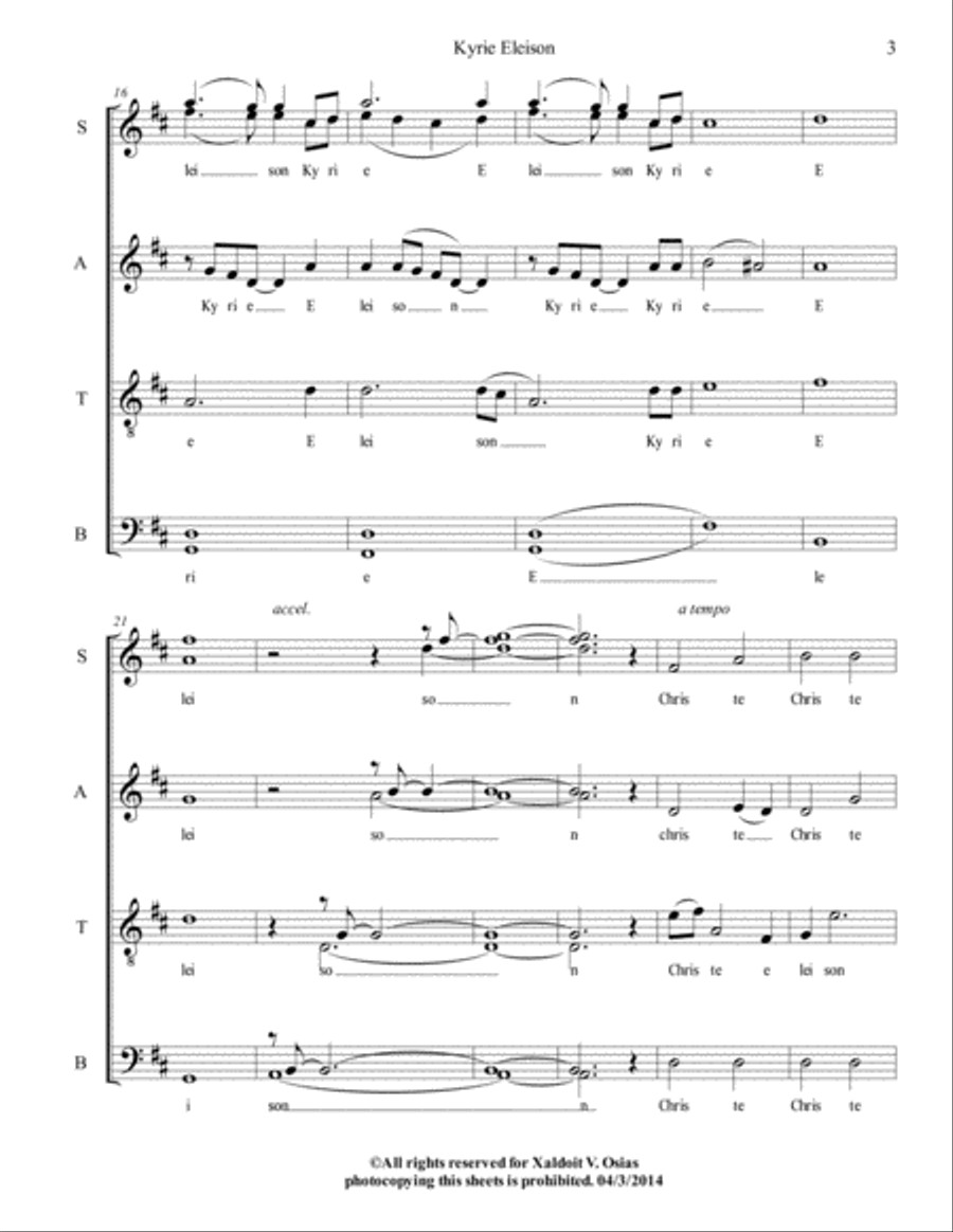 Kyrie Eleison - Xaldoit Osias 4-Part scores gallery preview page 3