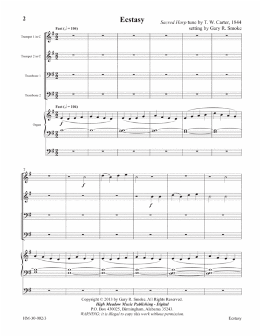 Ecstasy for Organ and Brass Quartet Small Ensemble scores gallery preview page 2