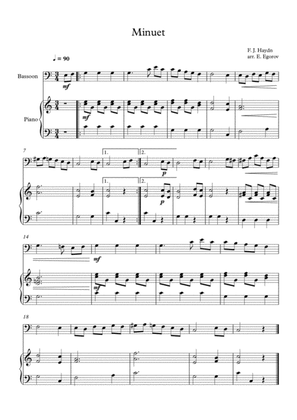 Minuet (In F Major), Franz Joseph Haydn, For Bassoon & Piano