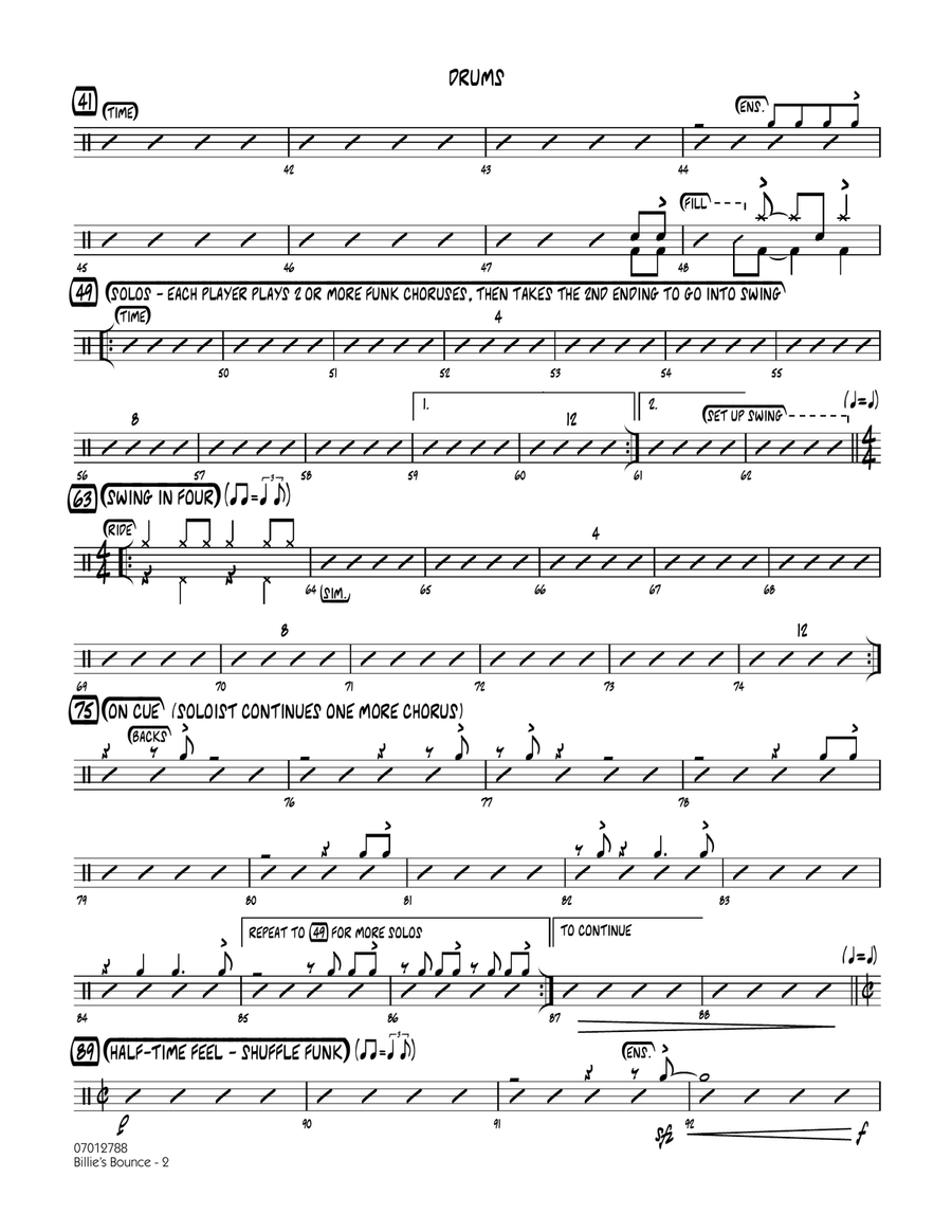 Billie's Bounce - Drums Jazz Ensemble scores gallery preview page 2