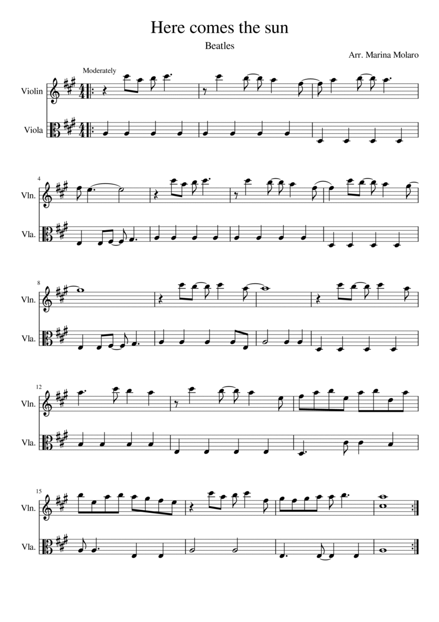 Here Comes The Sun String Duet scores gallery preview page 1