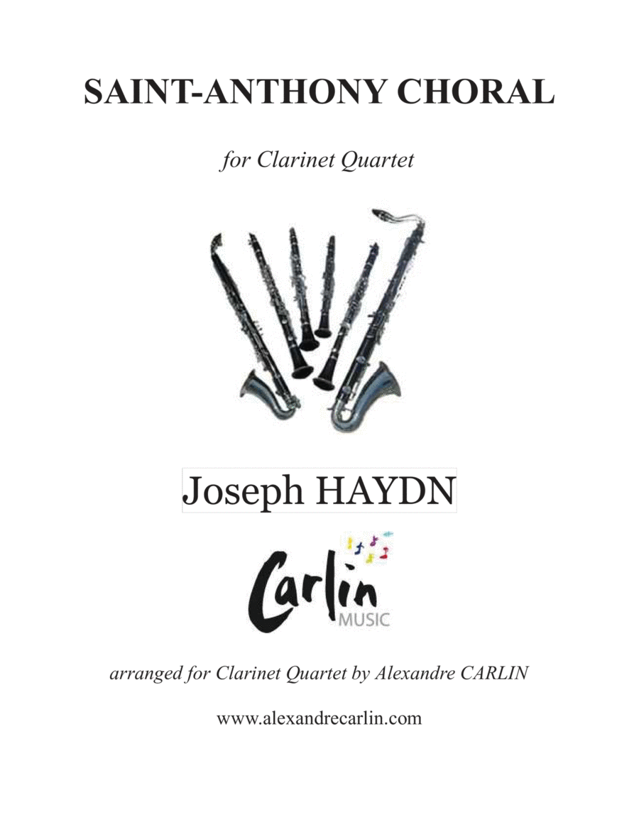Saint-Anthony Choral by Haydn - arranged for Clarinet Quartet Woodwind Ensemble scores gallery preview page 1