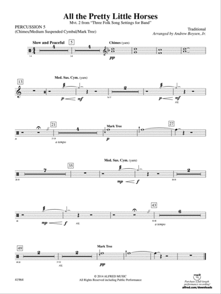 All the Pretty Little Horses: 5th Percussion Concert Band scores gallery preview page 1