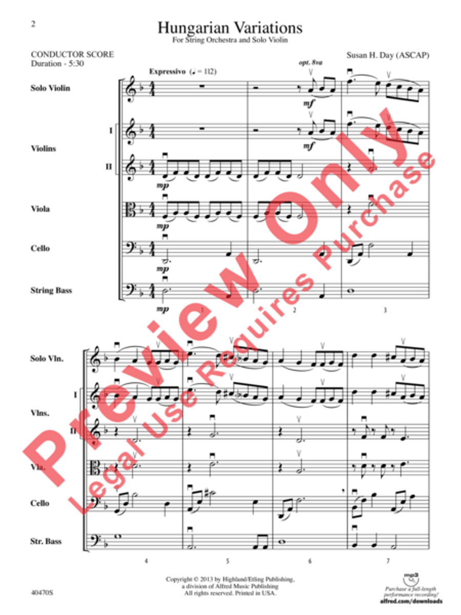 Hungarian Variations String Orchestra scores gallery preview page 3