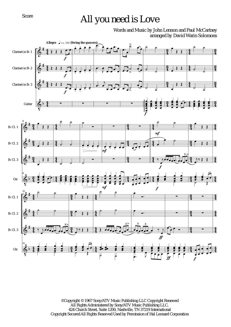 All You Need Is Love Woodwind Trio scores gallery preview page 1