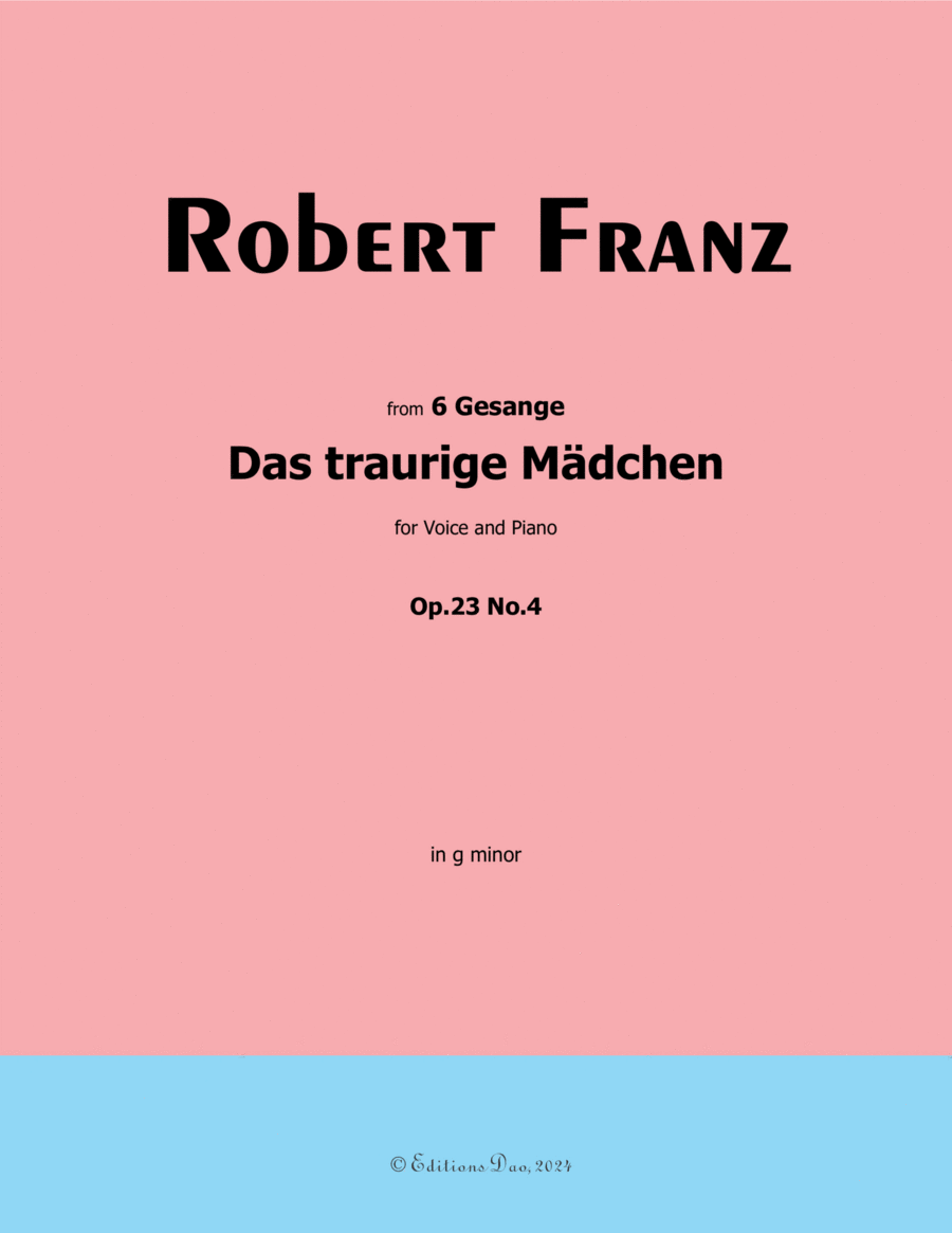 Das traurige Madchen, by Robert Franz, in g minor Voice scores gallery preview page 1