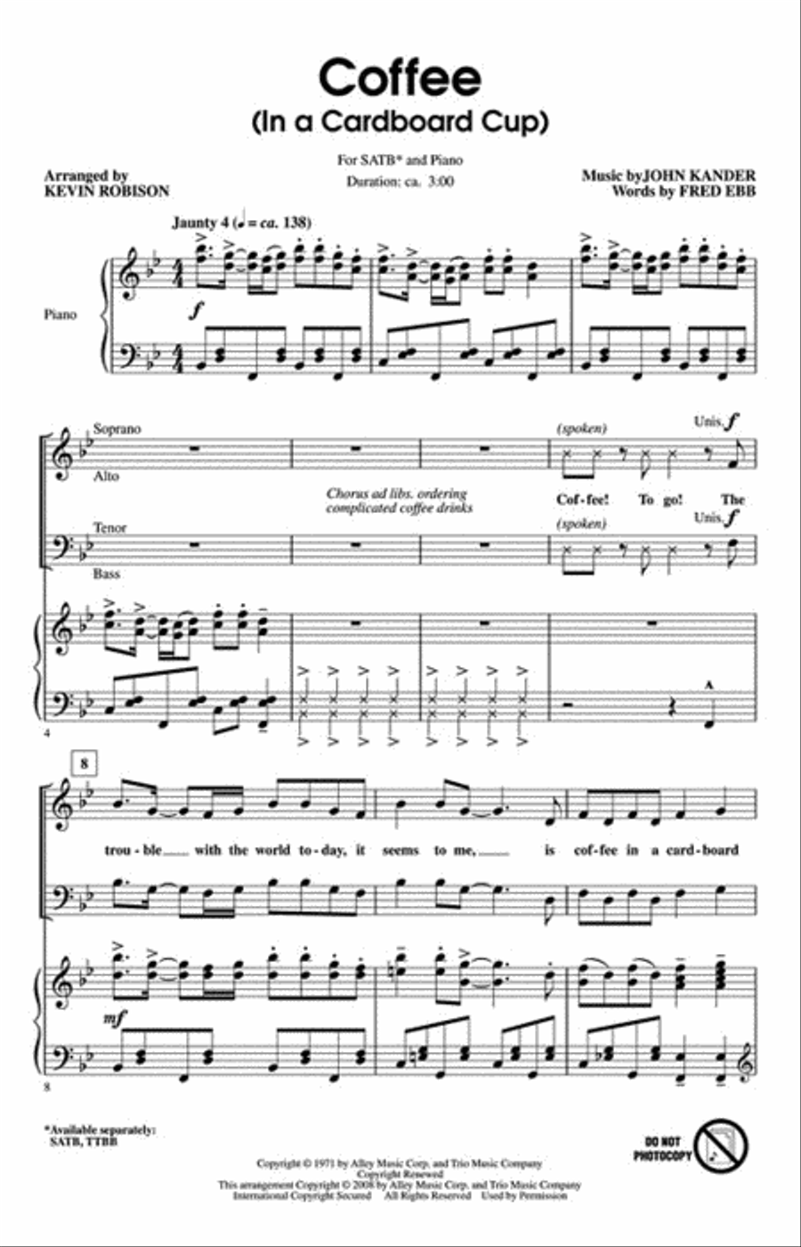 Coffee (In a Cardboard Cup) 4-Part scores gallery preview page 2