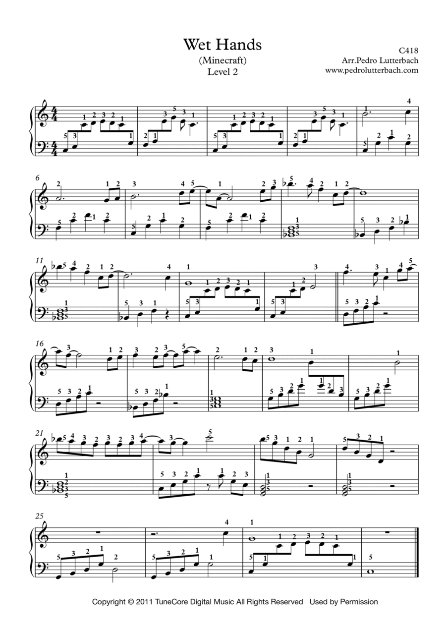 Minecraft wet hands piano top