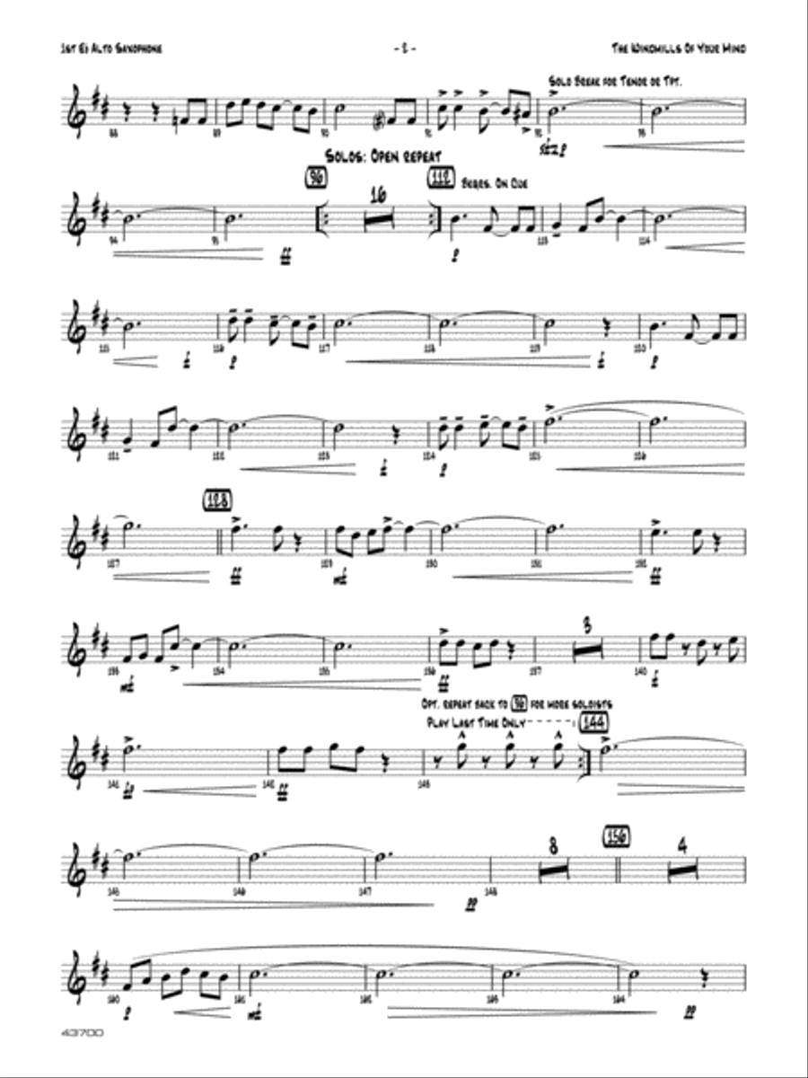 Windmills of your mind clearance saxophone