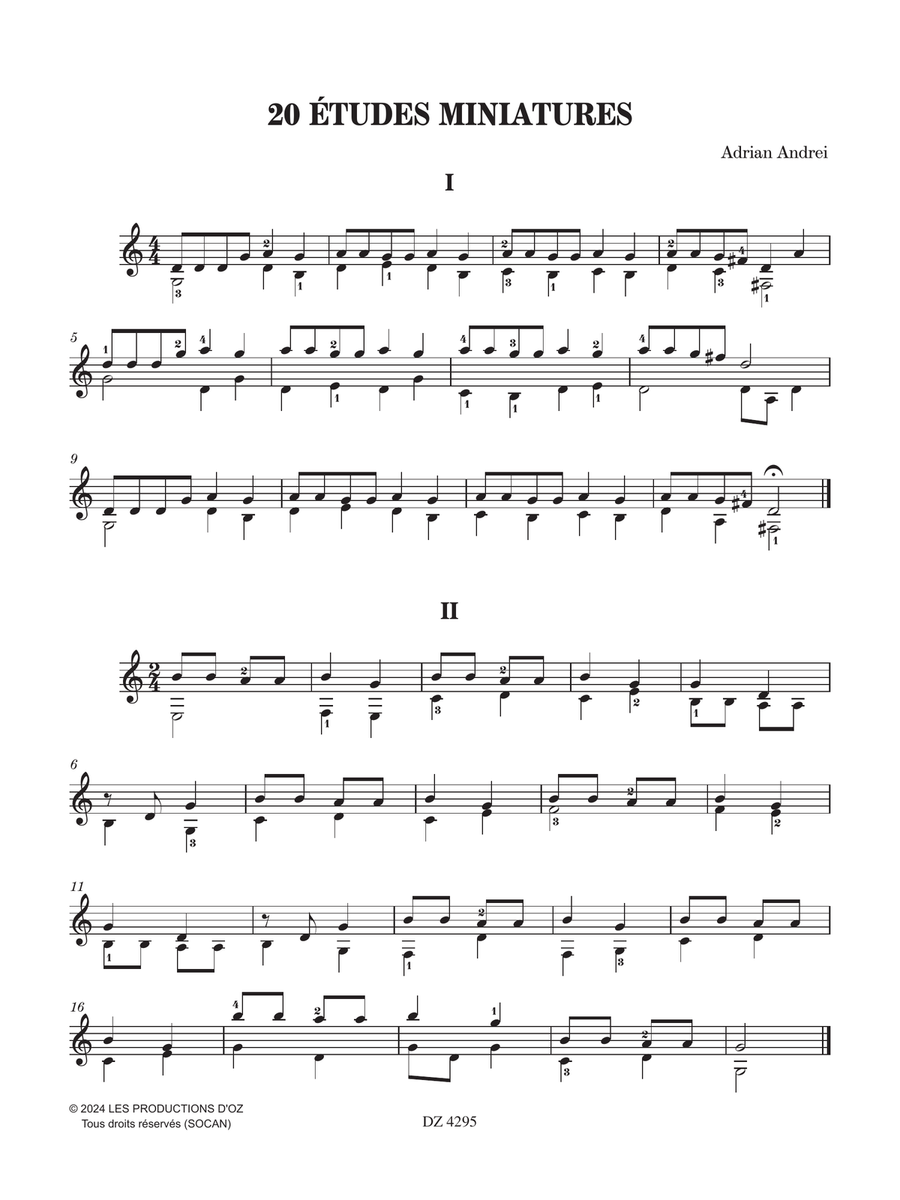 20 Études miniatures by Adrian Andrei Classical Guitar - Digital Sheet Music page 3