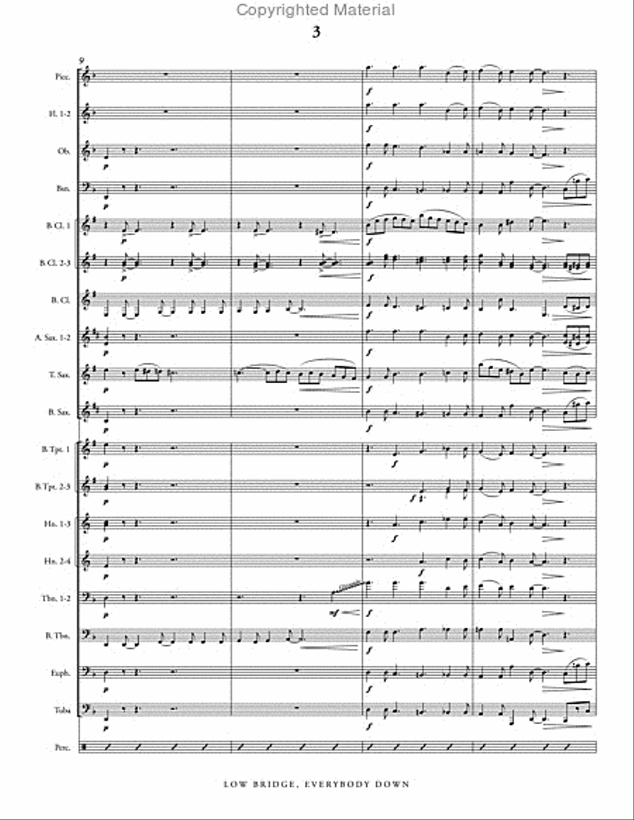 Low Bridge, Everybody Down Concert Band scores gallery preview page 4