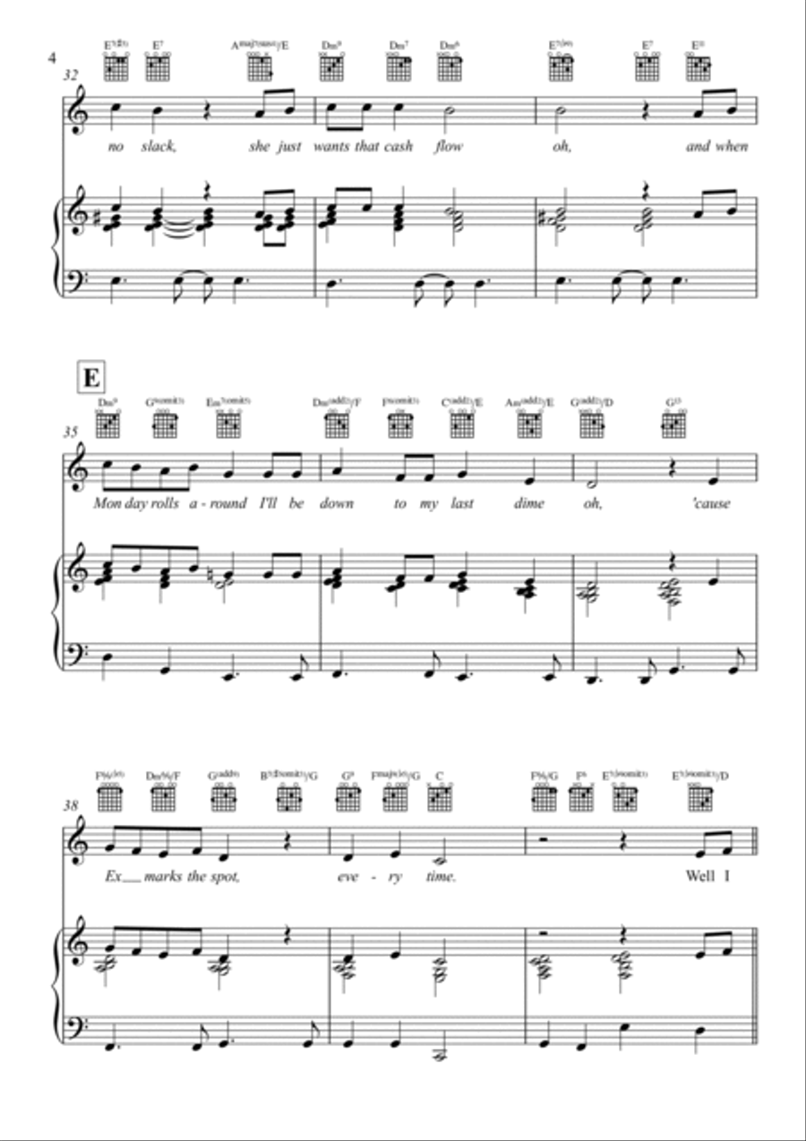 Ex Marks The Spot Piano, Vocal, Guitar scores gallery preview page 4